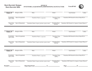 California Short-Barreled Shotgun/Rifle Report Form