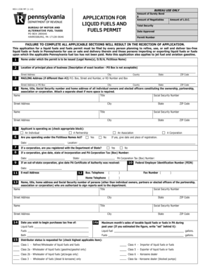 Pennsylvania Liquid Fuels and Fuels Permit Application