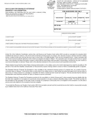 California Disabled Veterans Property Tax Exemption Form