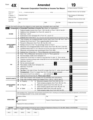 Wisconsin Corporation Franchise or Income Tax Return Form 4X