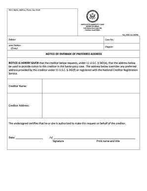 Notice of Override of Preferred Address