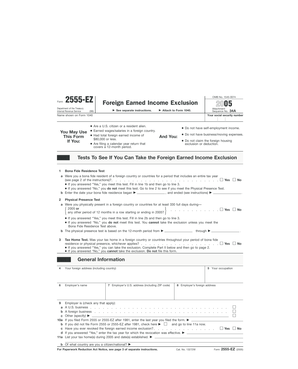 Form 2555-EZ Foreign Earned Income Exclusion