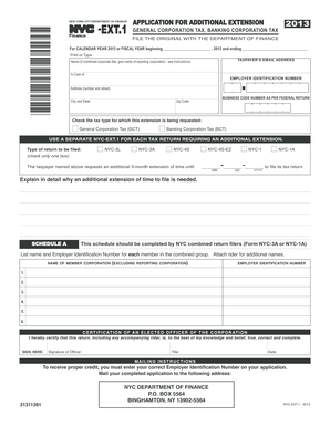 New York City Corporation Tax Extension Application