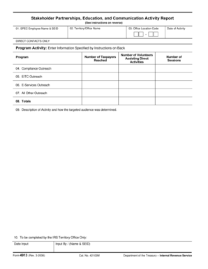 IRS Form 4913 Activity Report