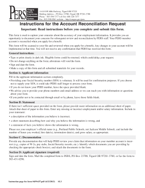 Oregon Account Reconciliation Request