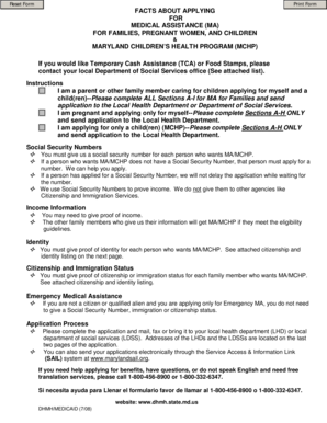 Maryland Medical Assistance Application