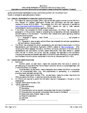 ORAU/ORISE Representations and Certifications Form