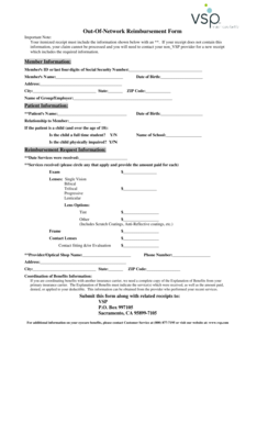 Out-of-Network Reimbursement Form