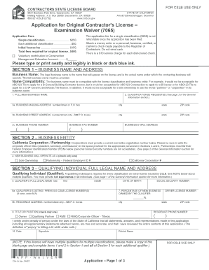 California Contractor License Application