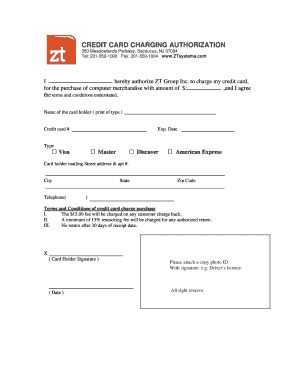 Credit Card Charging Authorization