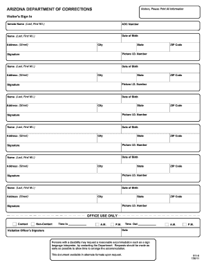 Visitor\'s Sign In Sheet (PDF Format, please print both pages)