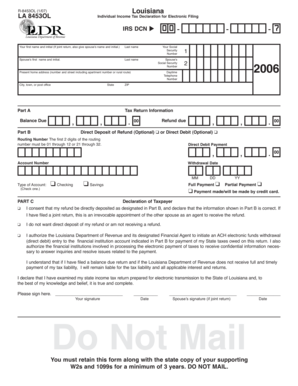 Louisiana Individual Income Tax Declaration for Electronic Filing