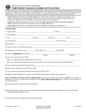 Oregon Temporary Sales License Application