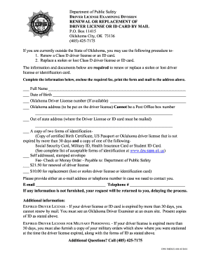 Oklahoma Military Driver License Renewal Form