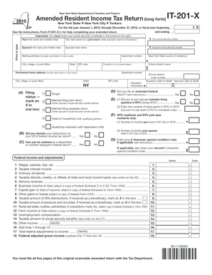New York State Amended Resident Income Tax Return
