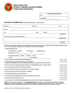 New York State Employment Application