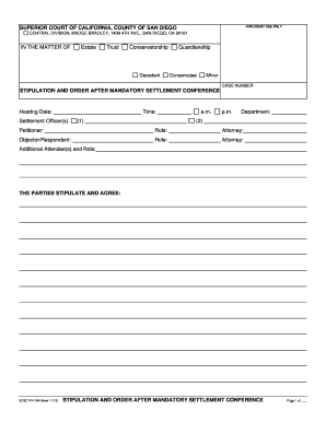 Stipulation and Order After Mandatory Settlement Conference