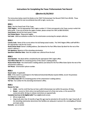 Texas Trichomoniasis Test Record
