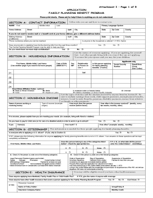 Family Planning Benefit Program Application