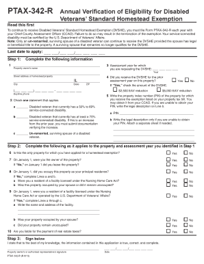 Disabled Veterans' Standard Homestead Exemption Verification