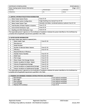 Certificate of Installation CF2R-PLMB-01-E