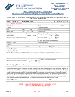 West Virginia Workers' Compensation Employee and Physician Report