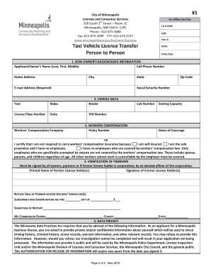 gov/business-licensing License Application For Office Use Only Rev Code: 311008 MCO: 341 Adm Issuance: Inspector Only Guidelines and Checklist License Type: Taxicab Vehicle/Person to Person License Transfer DEFINITION: A taxicab vehicle - -