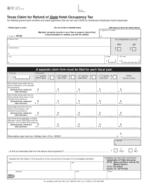 Texas Claim for Refund of State Hotel Occupancy Tax