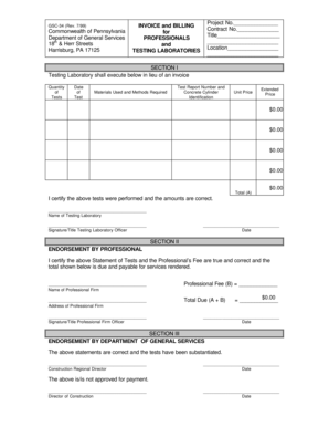 Pennsylvania Invoice and Billing Form