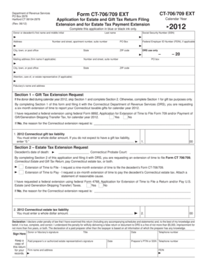 Connecticut Estate and Gift Tax Return Extension Form