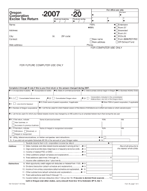 Oregon Corporation Excise Tax Return