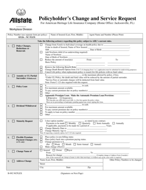 Policyholder’s Change and Service Request