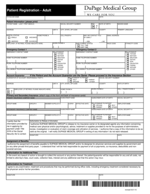 Adult Patient Registration Form