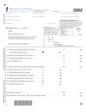 Wisconsin Income Tax Form 2002