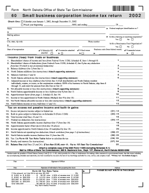 North Dakota Small Business Corporation Income Tax Return