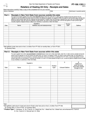 New York State Heating Oil Receipts and Sales Form