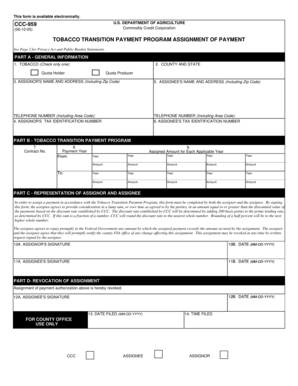 USDA Tobacco Transition Payment Assignment Form