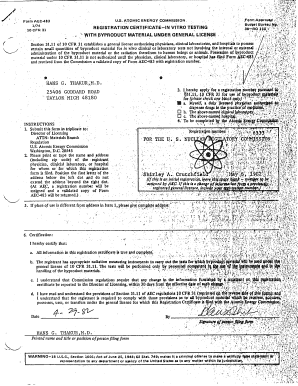 Form AEC-483 Registration Certificate