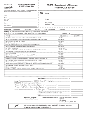 Kentucky Income Tax Form Requisition