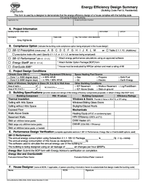 Energy Efficiency Design Summary Form