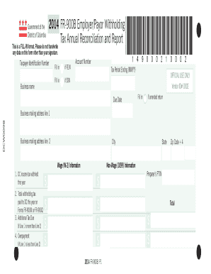 DC FR-900B Employer Withholding Tax Form