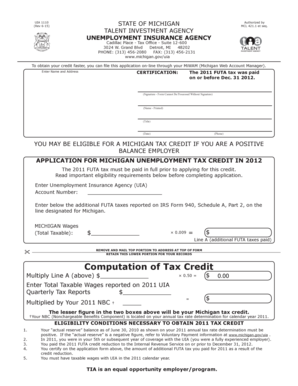 Michigan Unemployment Tax Credit Application