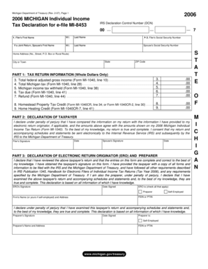 Michigan Individual Income Tax Declaration for e-file
