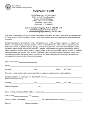 Illinois Healthcare Complaint Form