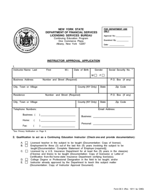New York Instructor Approval Application