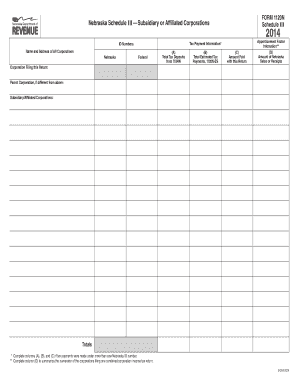 Nebraska Form 1120N Schedule III