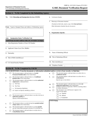 USCIS Document Verification Request