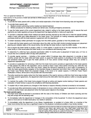 Michigan Foster Parent Agreement