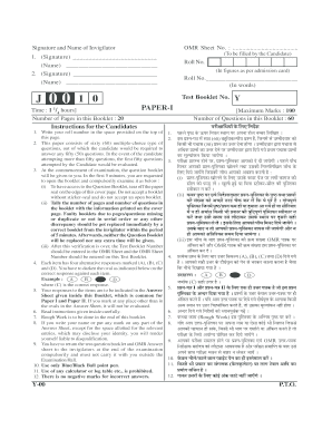 OMR Sheet for Multiple Choice Test