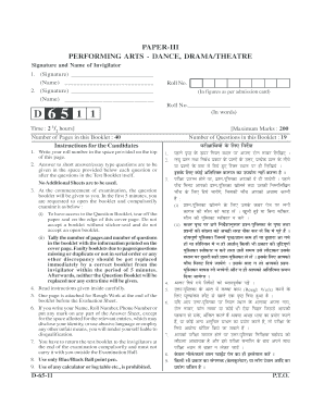 Performing Arts Exam Paper III